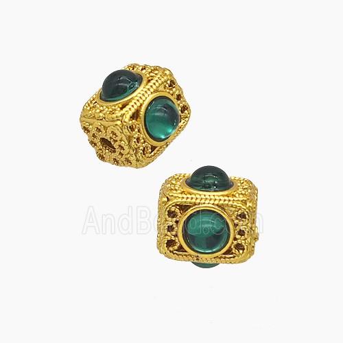 Copper Bead Pave Zircon, Silver Plated