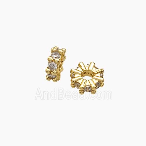 Copper Bead Pave Zircon, Silver Plated