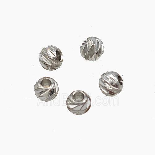 Copper Bead Pave Zircon, Silver Plated