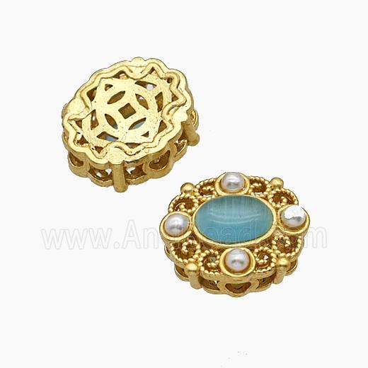 Copper Bead Pave Zircon, Silver Plated