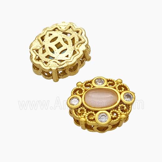 Copper Bead Pave Zircon, Silver Plated