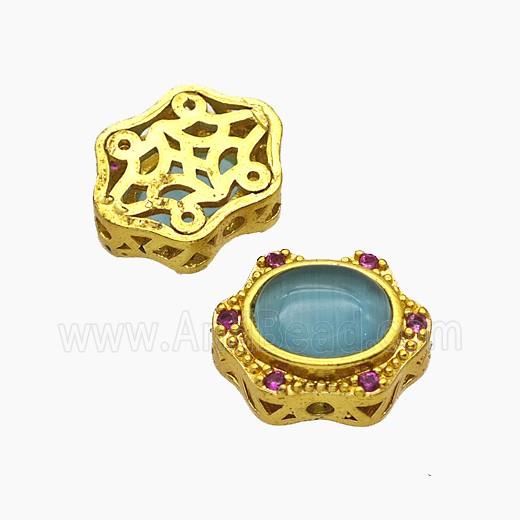 Copper Bead Pave Zircon, Silver Plated