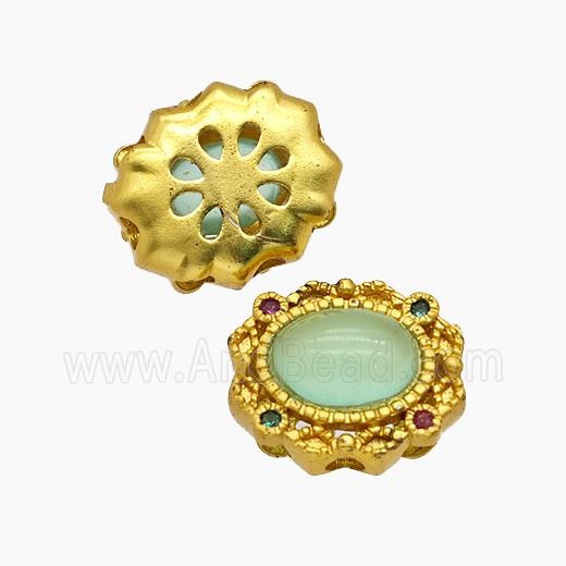 Copper Bead Pave Zircon, Silver Plated