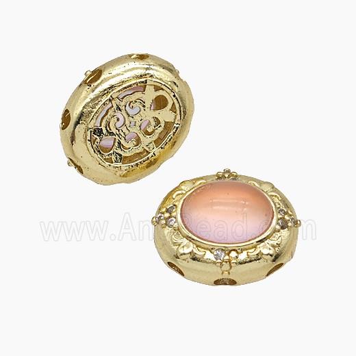 Copper Bead Pave Zircon, Silver Plated
