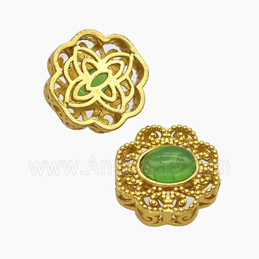 Copper Bead Pave Zircon, Silver Plated