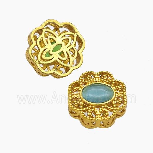 Copper Bead Pave Zircon, Silver Plated