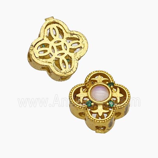 Copper Bead Pave Zircon, Silver Plated