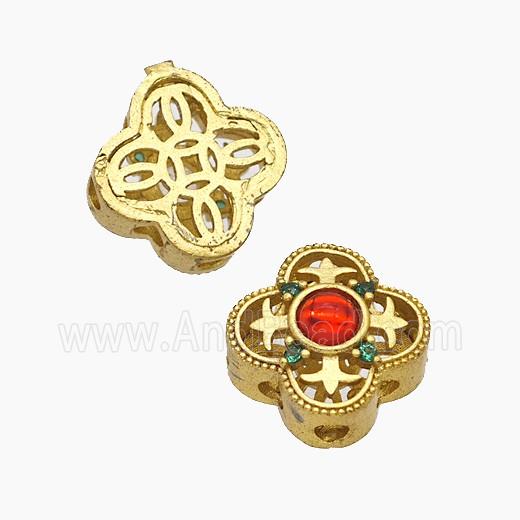 Copper Bead Pave Zircon, Silver Plated