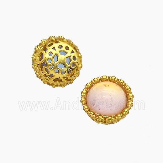 Copper Bead Pave Zircon, Silver Plated