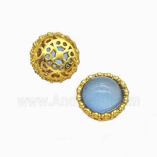 Copper Bead Pave Zircon, Silver Plated