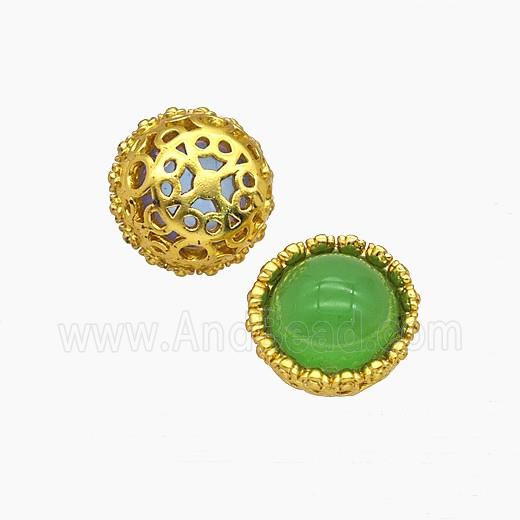 Copper Bead Pave Zircon, Silver Plated