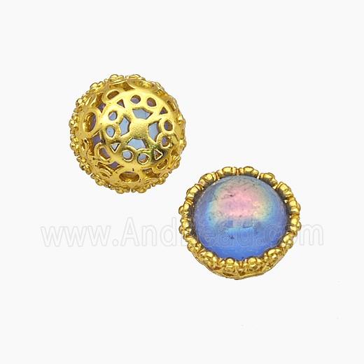 Copper Bead Pave Zircon, Silver Plated