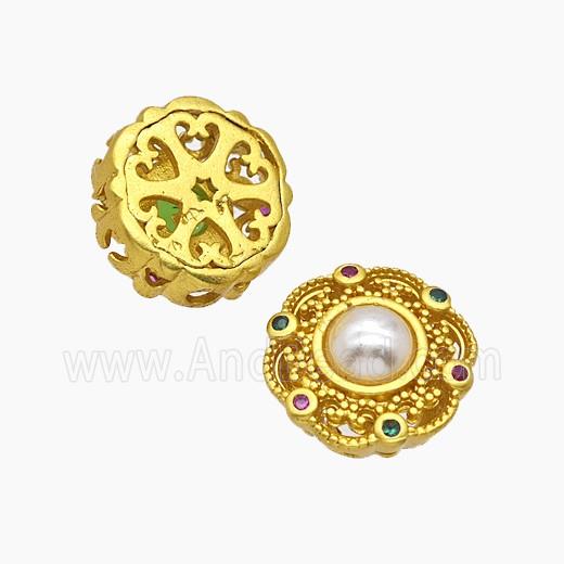 Copper Bead Pave Zircon, Silver Plated