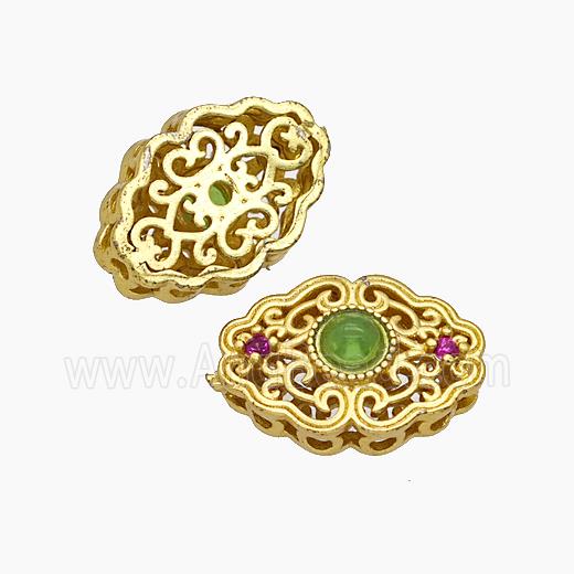 Copper Bead Pave Zircon, Silver Plated