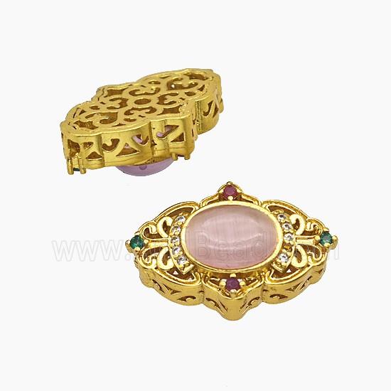 Copper Bead Pave Zircon, Silver Plated
