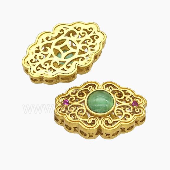 Copper Bead Pave Zircon, Silver Plated
