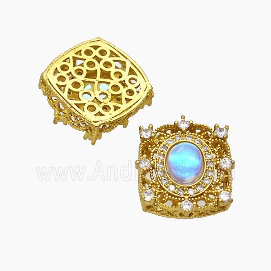 Copper Bead Pave Zircon, Silver Plated