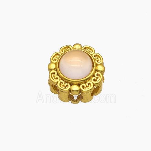Copper Bead Pave Zircon, Silver Plated
