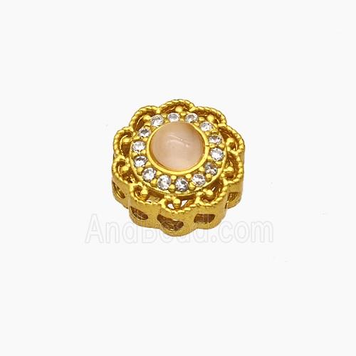 Copper Bead Pave Zircon, Silver Plated
