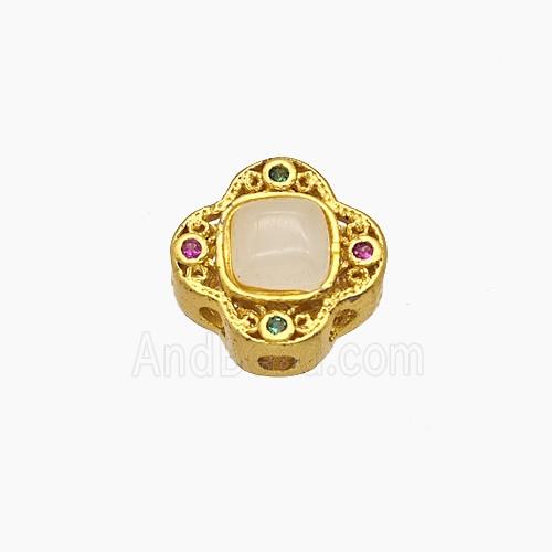Copper Bead Pave Zircon, Silver Plated