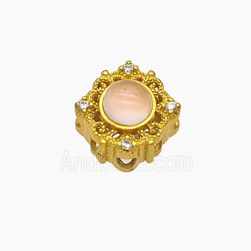 Copper Bead Pave Zircon, Silver Plated