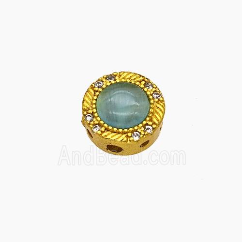 Copper Bead Pave Zircon, Silver Plated