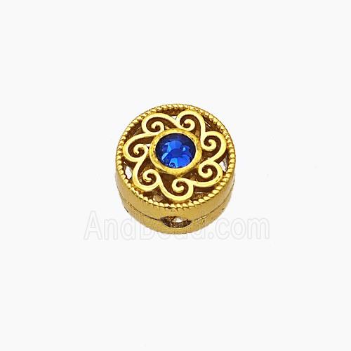 Copper Bead Pave Zircon, Silver Plated