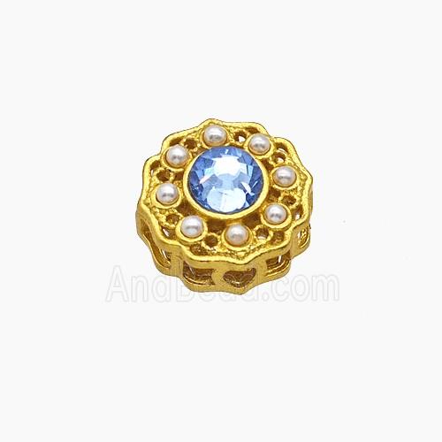 Copper Bead Pave Zircon, Silver Plated