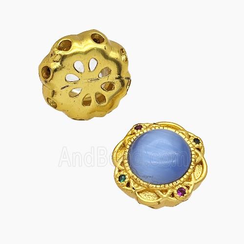 Copper Bead Pave Zircon, Silver Plated