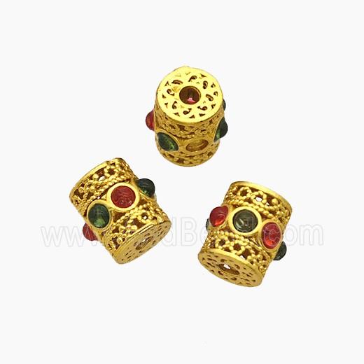Copper Bead Pave Zircon, Silver Plated