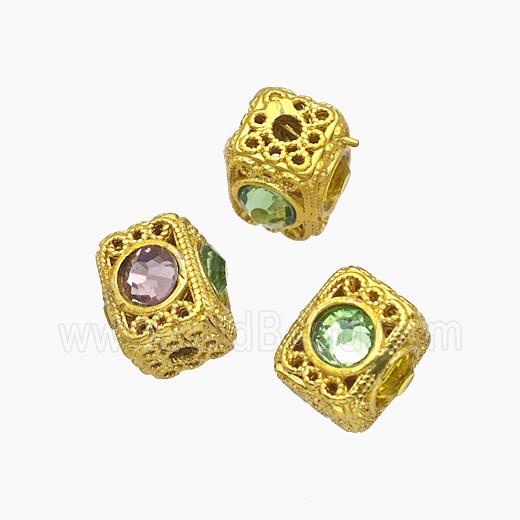 Copper Bead Pave Zircon, Silver Plated