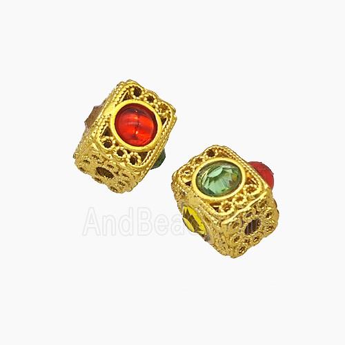 Copper Bead Pave Zircon, Silver Plated