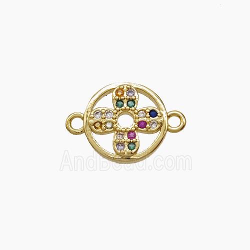 Copper Pendant Pave Zircon, Gold Plated