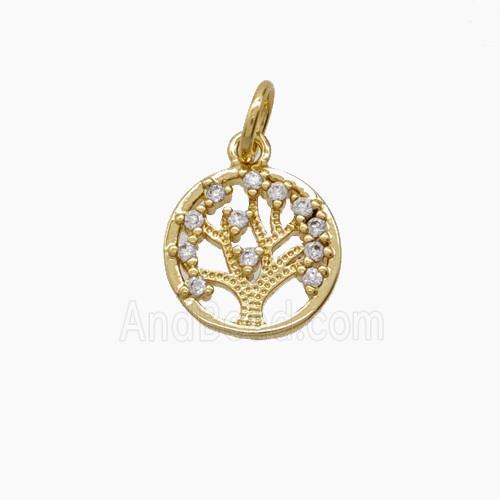 Copper Pendant Pave Zircon, Gold Plated