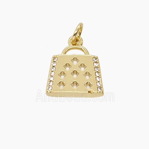 Copper Pendant Pave Zircon, Gold Plated