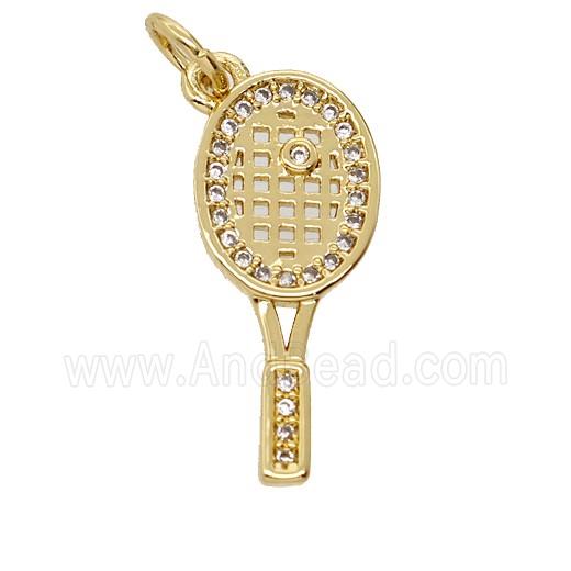 Copper Pendant Pave Zircon, Gold Plated