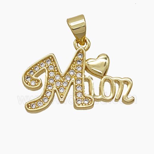 Copper Pendant Pave Zircon, Gold Plated