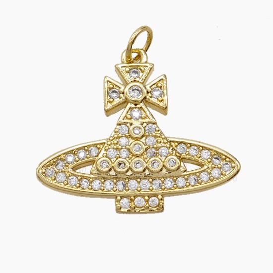Copper Pendant Pave Zircon, Gold Plated