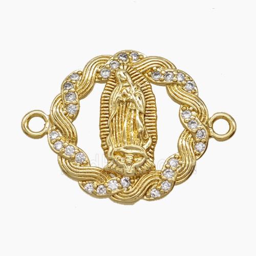 Copper Pendant Pave Zircon, Gold Plated