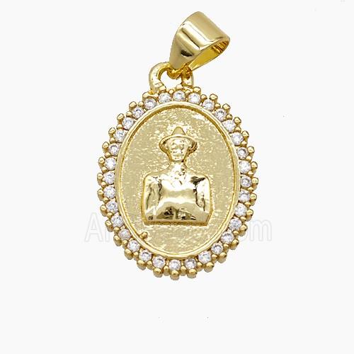 Copper Pendant Pave Zircon, Gold Plated