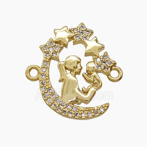 Copper Pendant Pave Zircon, Gold Plated