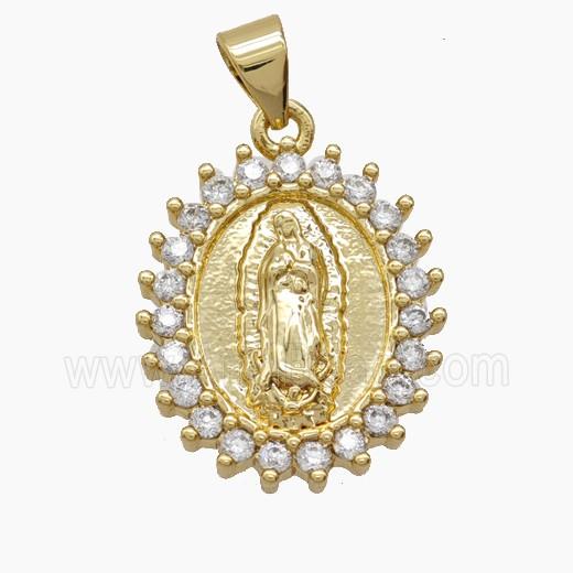 Copper Pendant Pave Zircon, Gold Plated