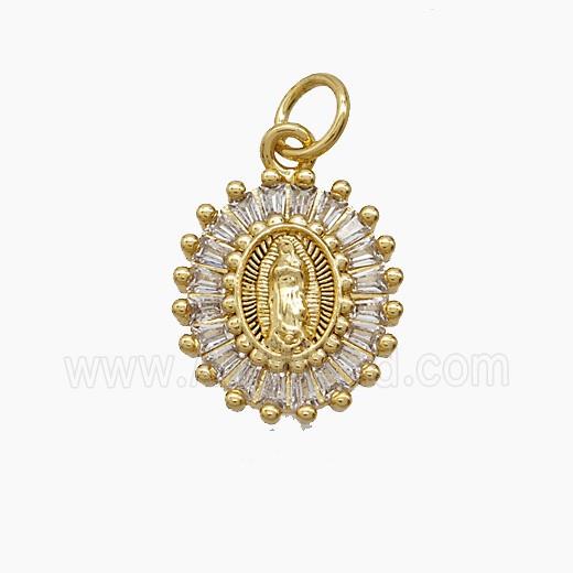 Copper Pendant Pave Zircon, Gold Plated