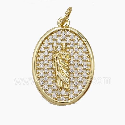 Copper Pendant Pave Zircon, Gold Plated