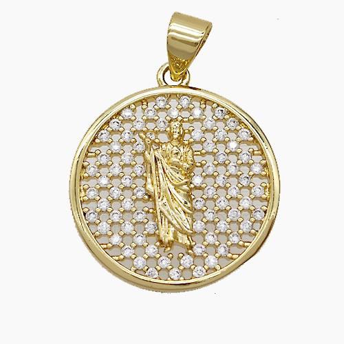 Copper Pendant Pave Zircon, Gold Plated