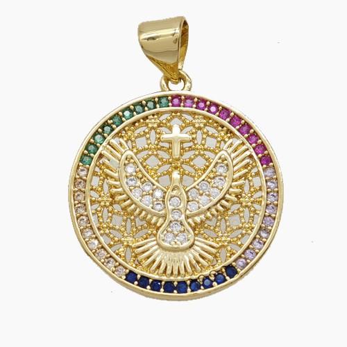 Copper Pendant Pave Zircon, Gold Plated