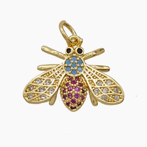 Copper Pendant Pave Zircon, Gold Plated