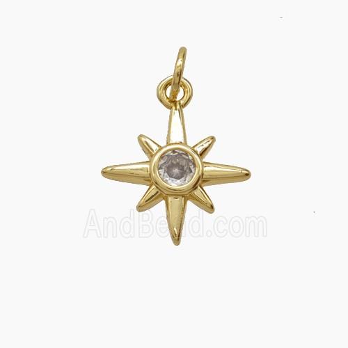 Copper Pendant Pave Zircon, Gold Plated