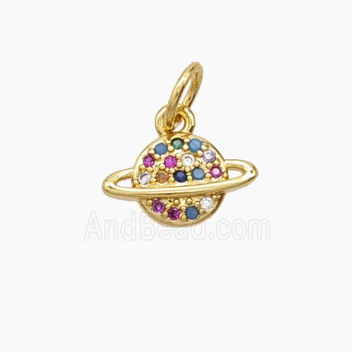 Copper Pendant Pave Zircon, Gold Plated