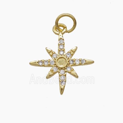 Copper Pendant Pave Zircon, Gold Plated